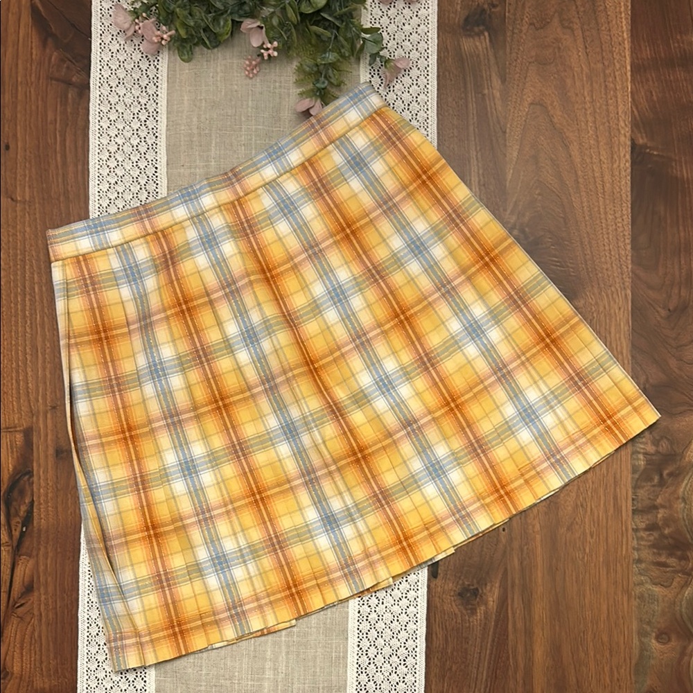 Plaid Yellow and Blue Women's Skirt